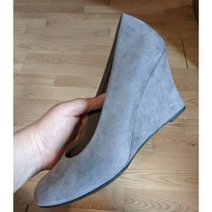 Grey Faux Suede Wedges